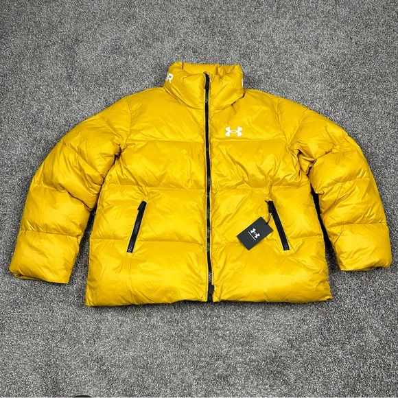 Under Armour Womens Down Puffer Full Zip Hooded Jacket Mustard Sz L 1373443-782 - Picture 7 of 16